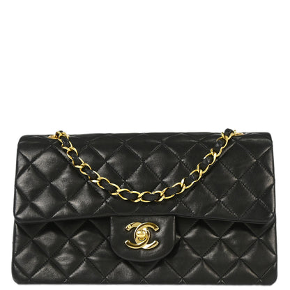 Chanel 1994-1996 Black Lambskin Small Classic Double Flap Shoulder Bag