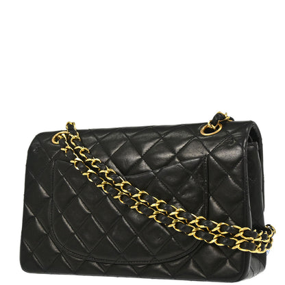 Chanel 1994-1996 Black Lambskin Small Classic Double Flap Shoulder Bag