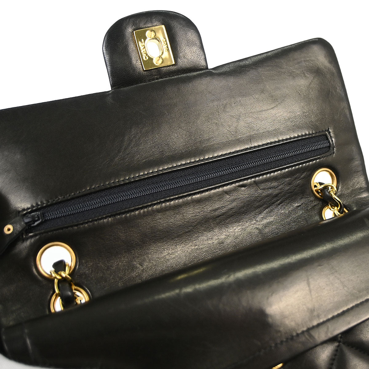 Chanel 1994-1996 Black Lambskin Small Classic Double Flap Shoulder Bag