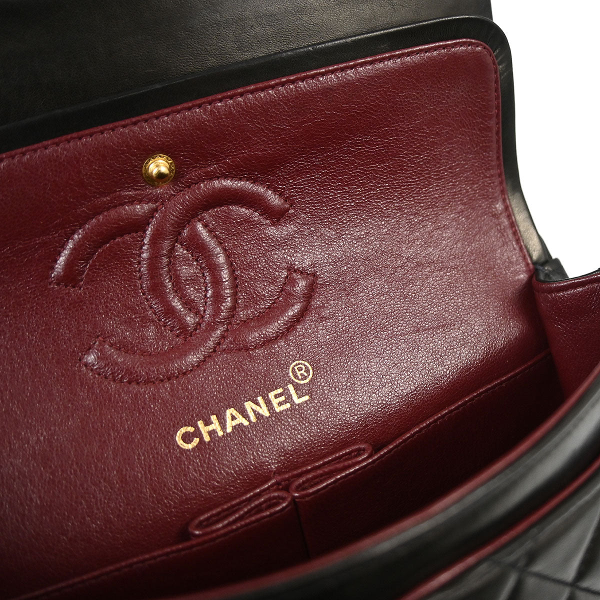 Chanel 1994-1996 Black Lambskin Small Classic Double Flap Shoulder Bag