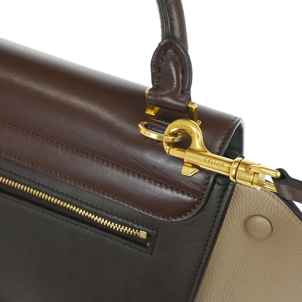 Celine Brown Leather Trapeze 2way Shoulder Handbag