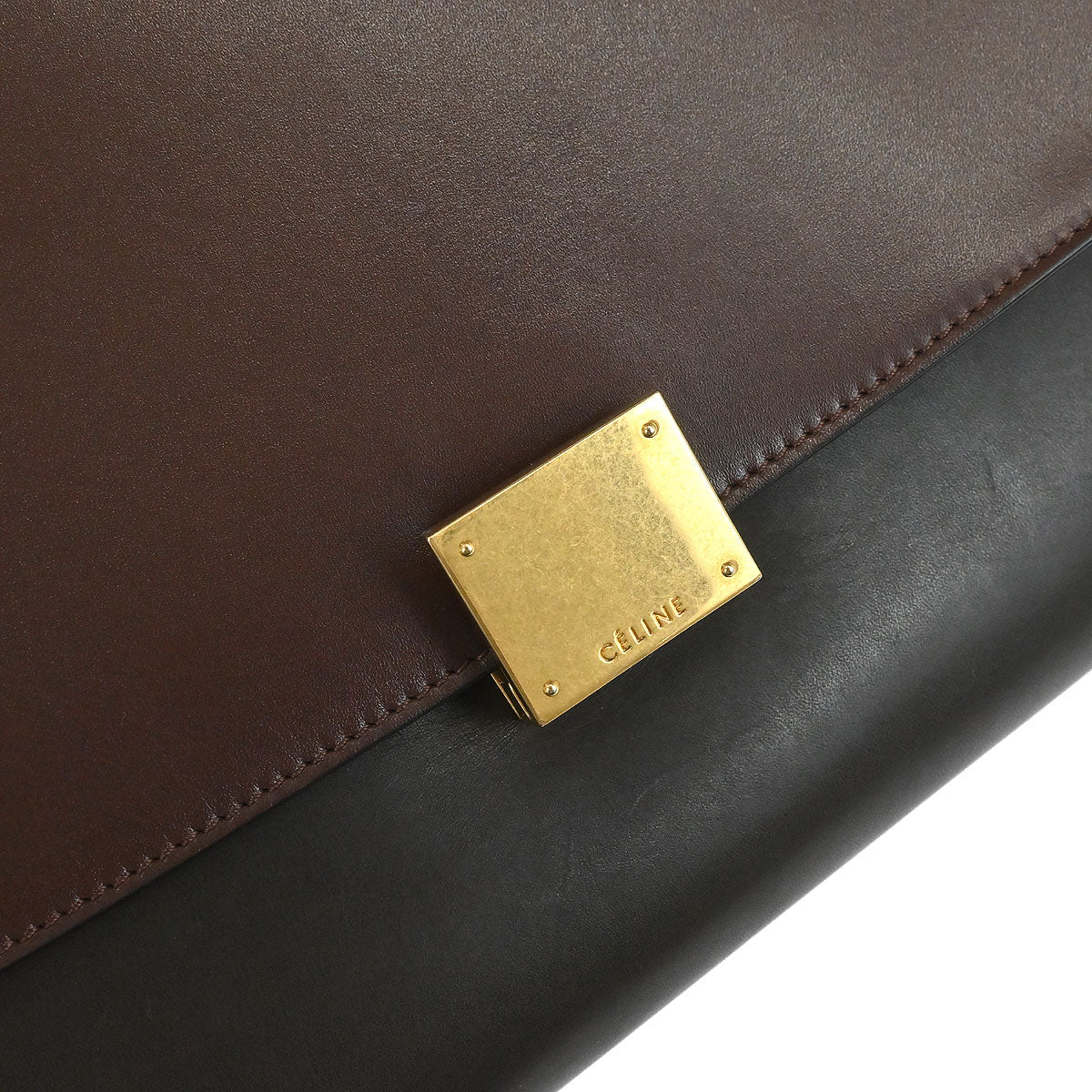 Celine Brown Leather Trapeze 2way Shoulder Handbag