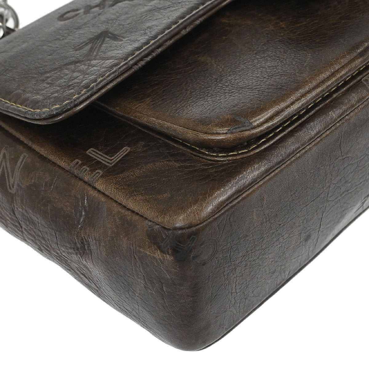 Chanel 2003-2004 Brown Calfskin Graffiti Handbag