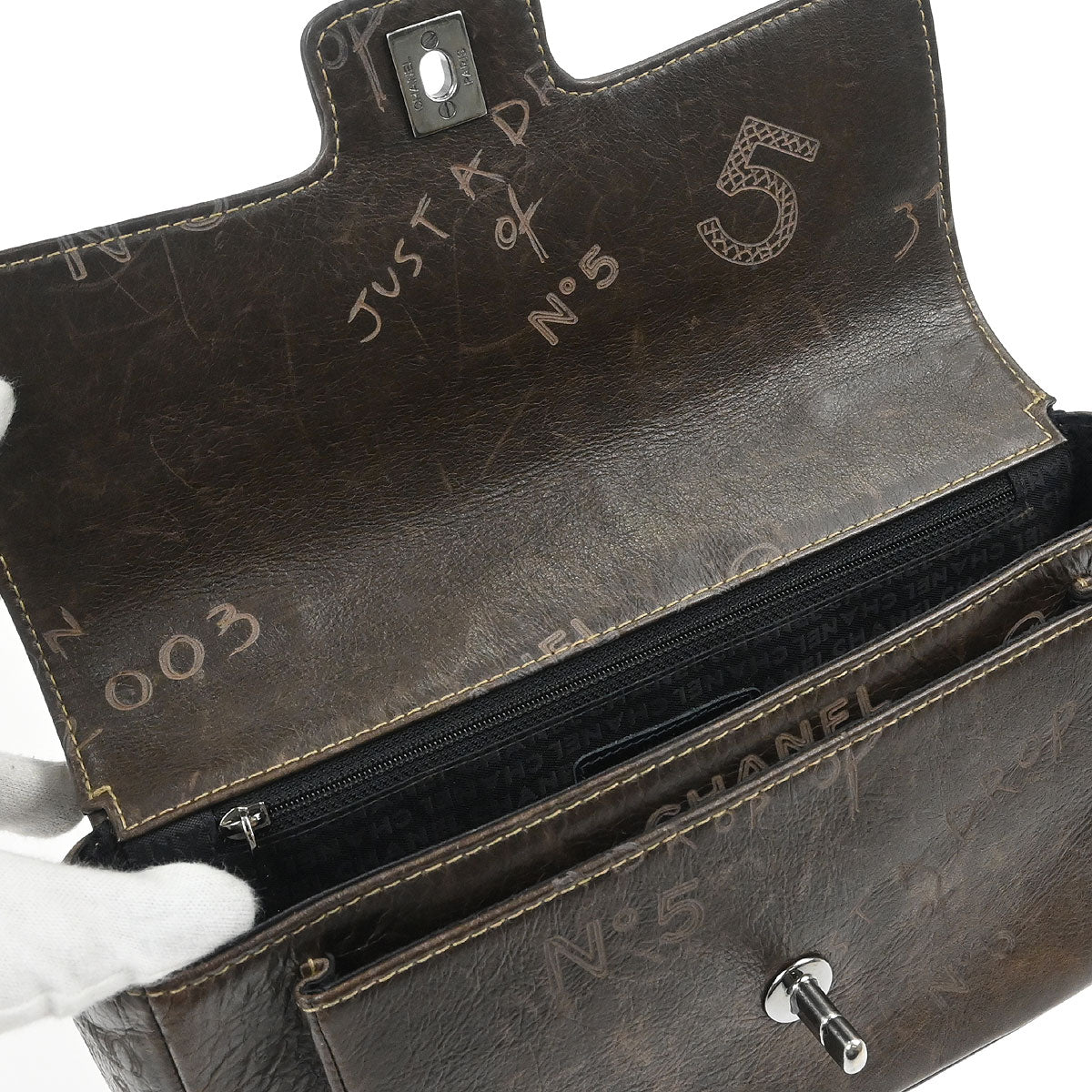 Chanel 2003-2004 Brown Calfskin Graffiti Handbag