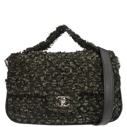 Chanel 2011 Black Tweed Jumbo 2way Shoulder Handbag