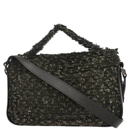 Chanel 2011 Black Tweed Jumbo 2way Shoulder Handbag
