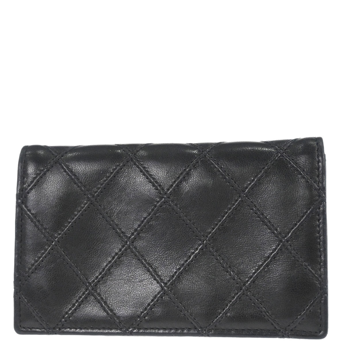 Chanel 1991-1994 Black Lambskin Bicolore Wallet Coin Purse