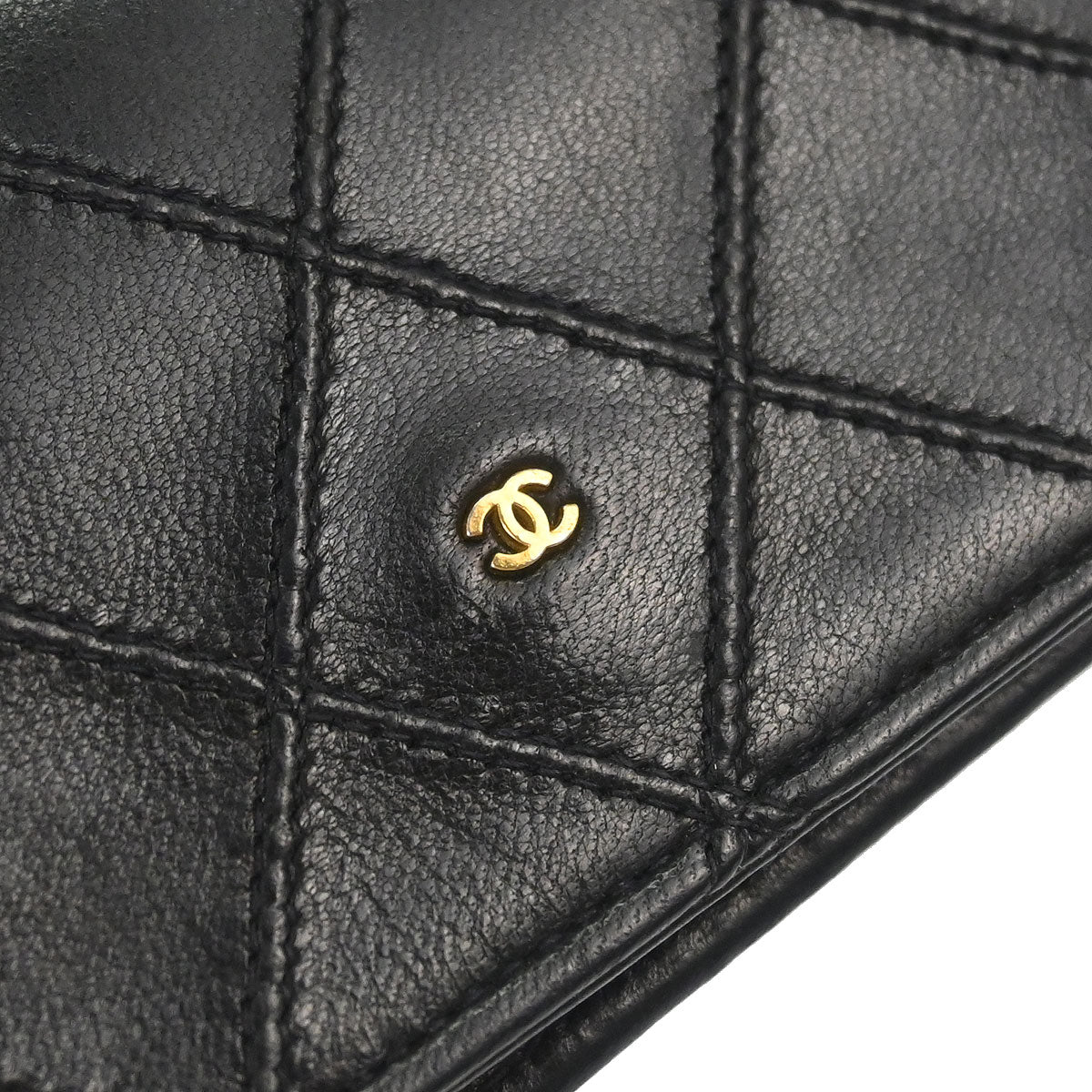 Chanel 1991-1994 Black Lambskin Bicolore Wallet Coin Purse