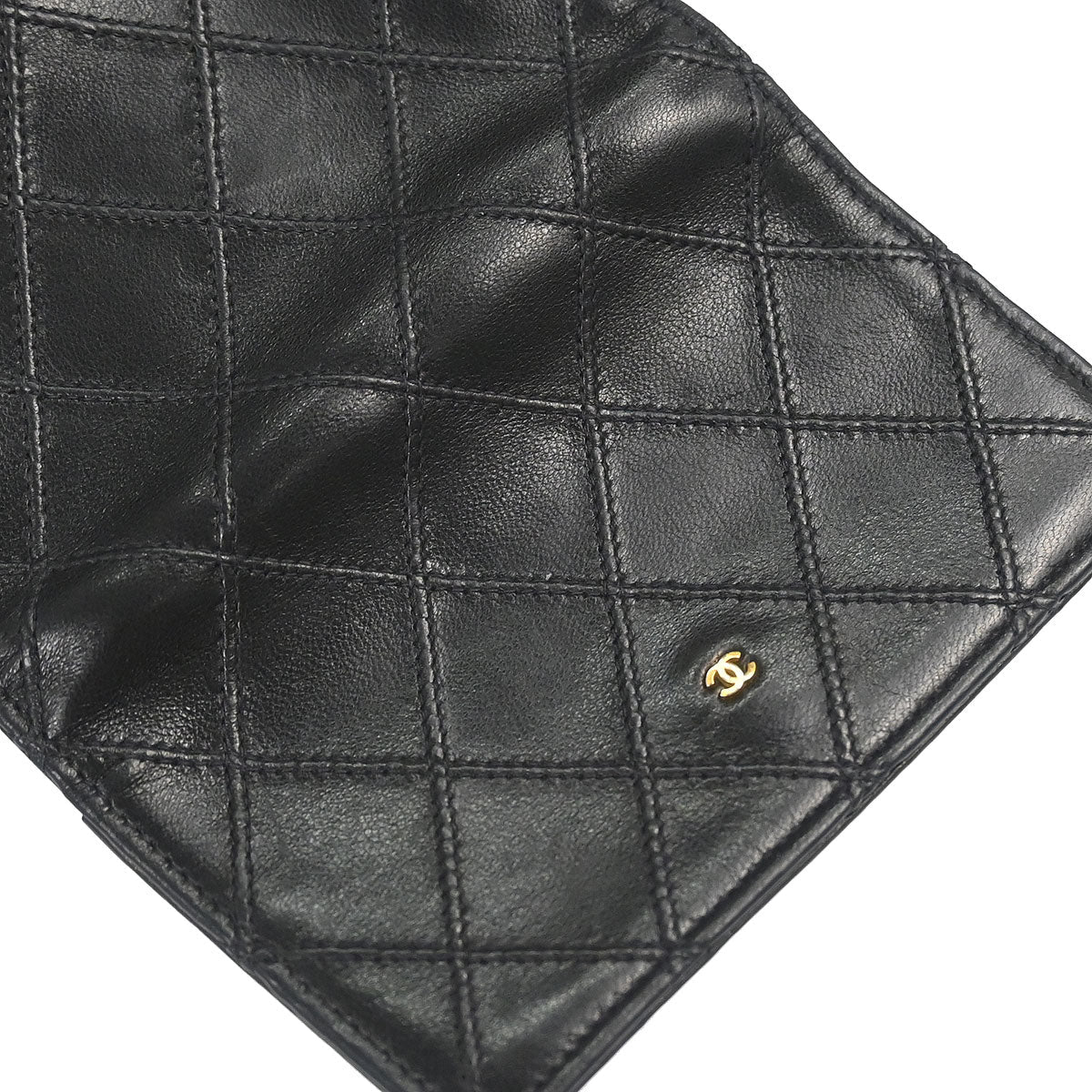 Chanel 1991-1994 Black Lambskin Bicolore Wallet Coin Purse