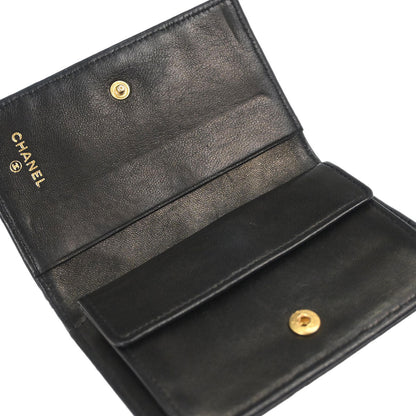 Chanel 1991-1994 Black Lambskin Bicolore Wallet Coin Purse