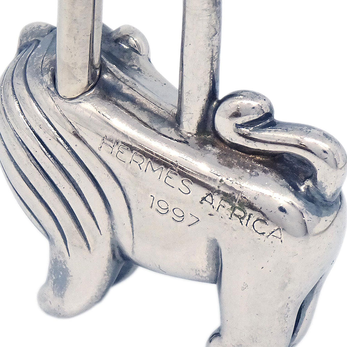 Hermes I'Afrique Lion 1997 Cadena Silver Small Good
