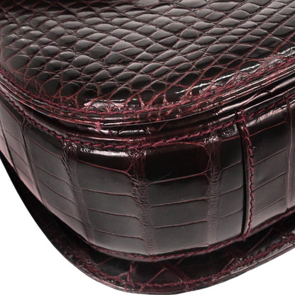 Gucci * Purple Crocodile Bamboo 2way Shoulder Handbag