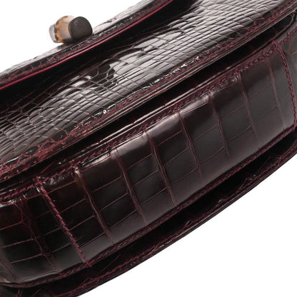 Gucci * Purple Crocodile Bamboo 2way Shoulder Handbag