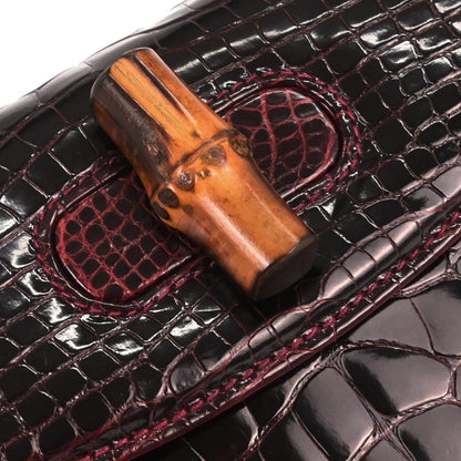 Gucci * Purple Crocodile Bamboo 2way Shoulder Handbag