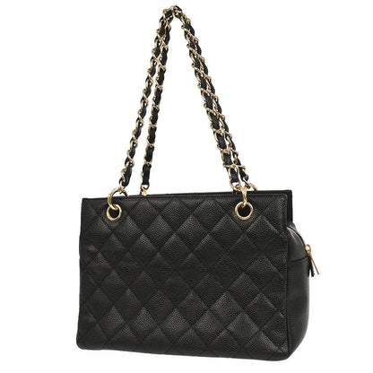 Chanel 2002-2003 Black Caviar Skin Petite Timeless Tote PTT Chain Handbag