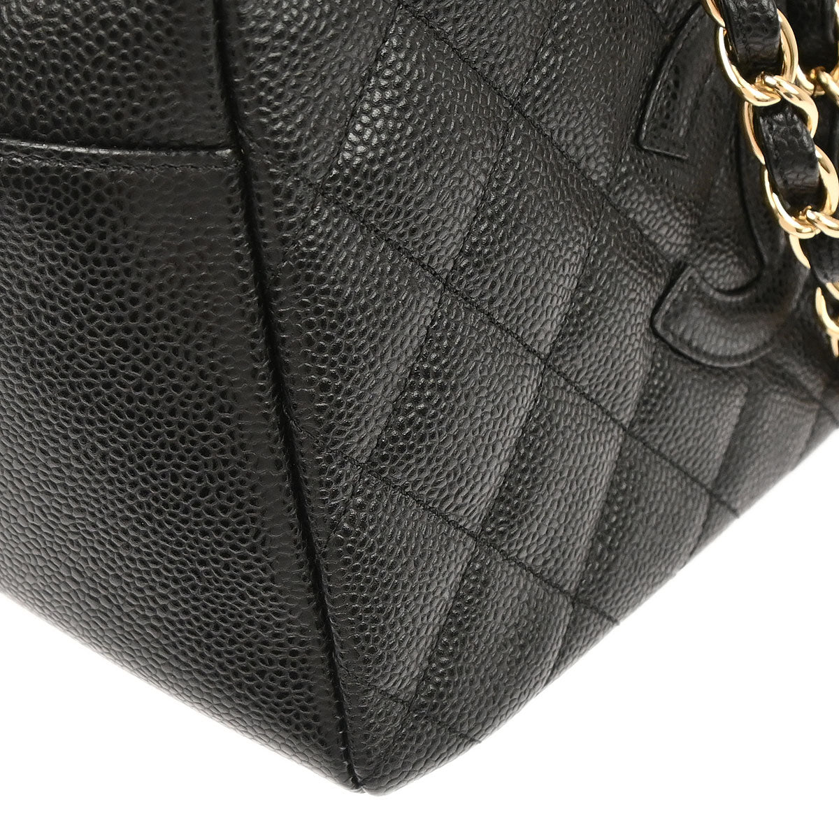 Chanel 2002-2003 Black Caviar Skin Petite Timeless Tote PTT Chain Handbag
