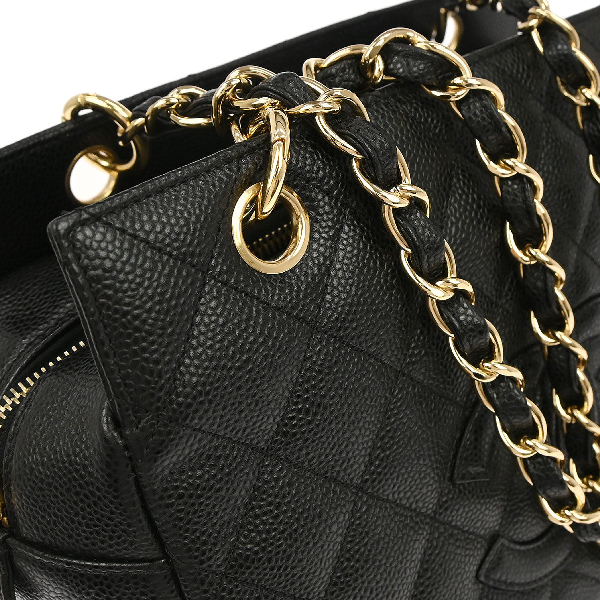 Chanel 2002-2003 Black Caviar Skin Petite Timeless Tote PTT Chain Handbag
