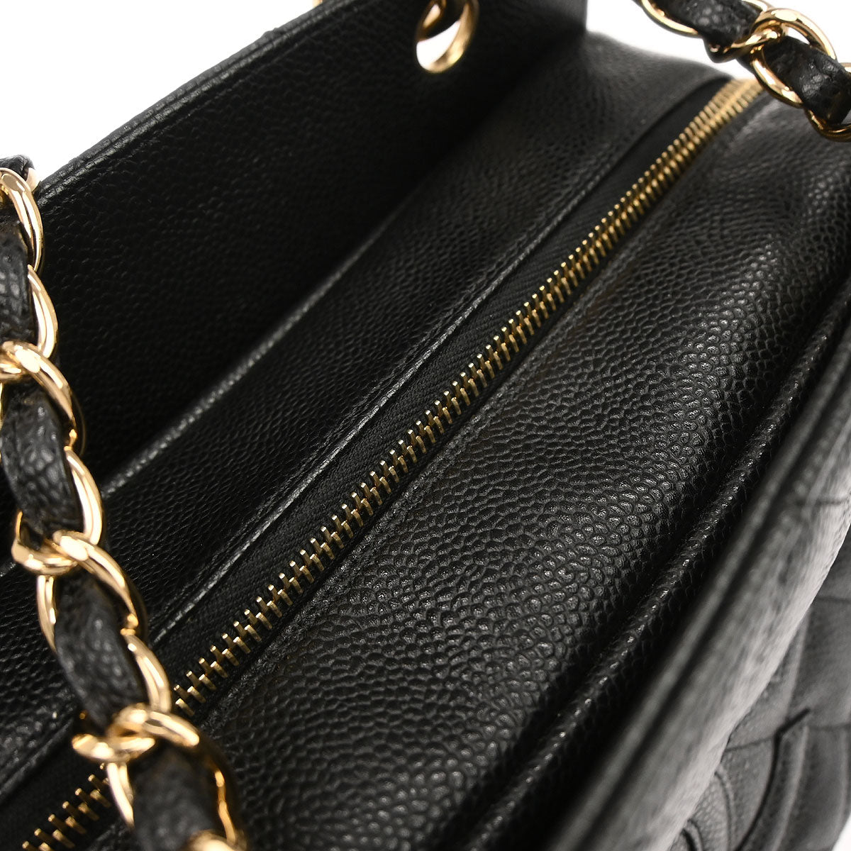 Chanel 2002-2003 Black Caviar Skin Petite Timeless Tote PTT Chain Handbag