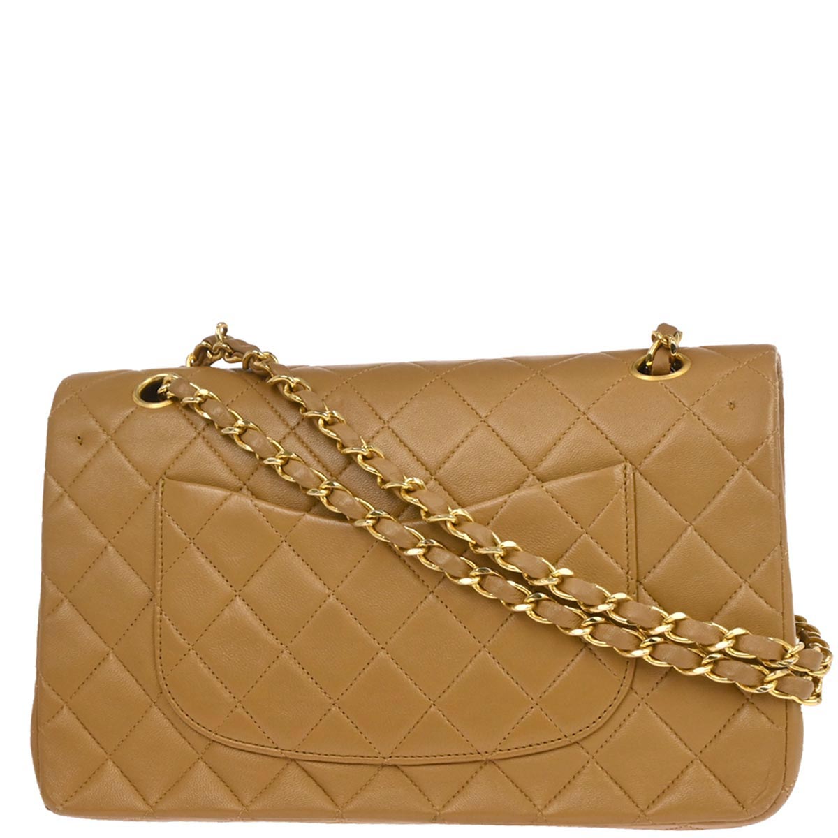 Chanel 1989-1991 Brown Lambskin Medium Classic Double Flap Shoulder Bag