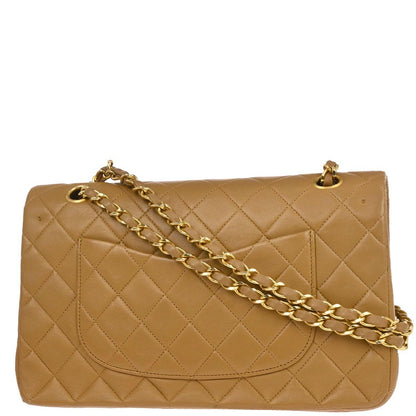 Chanel 1989-1991 Brown Lambskin Medium Classic Double Flap Shoulder Bag