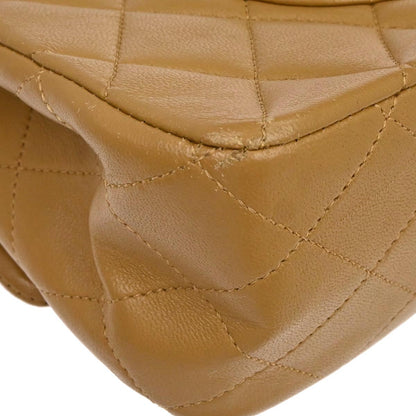 Chanel 1989-1991 Brown Lambskin Medium Classic Double Flap Shoulder Bag
