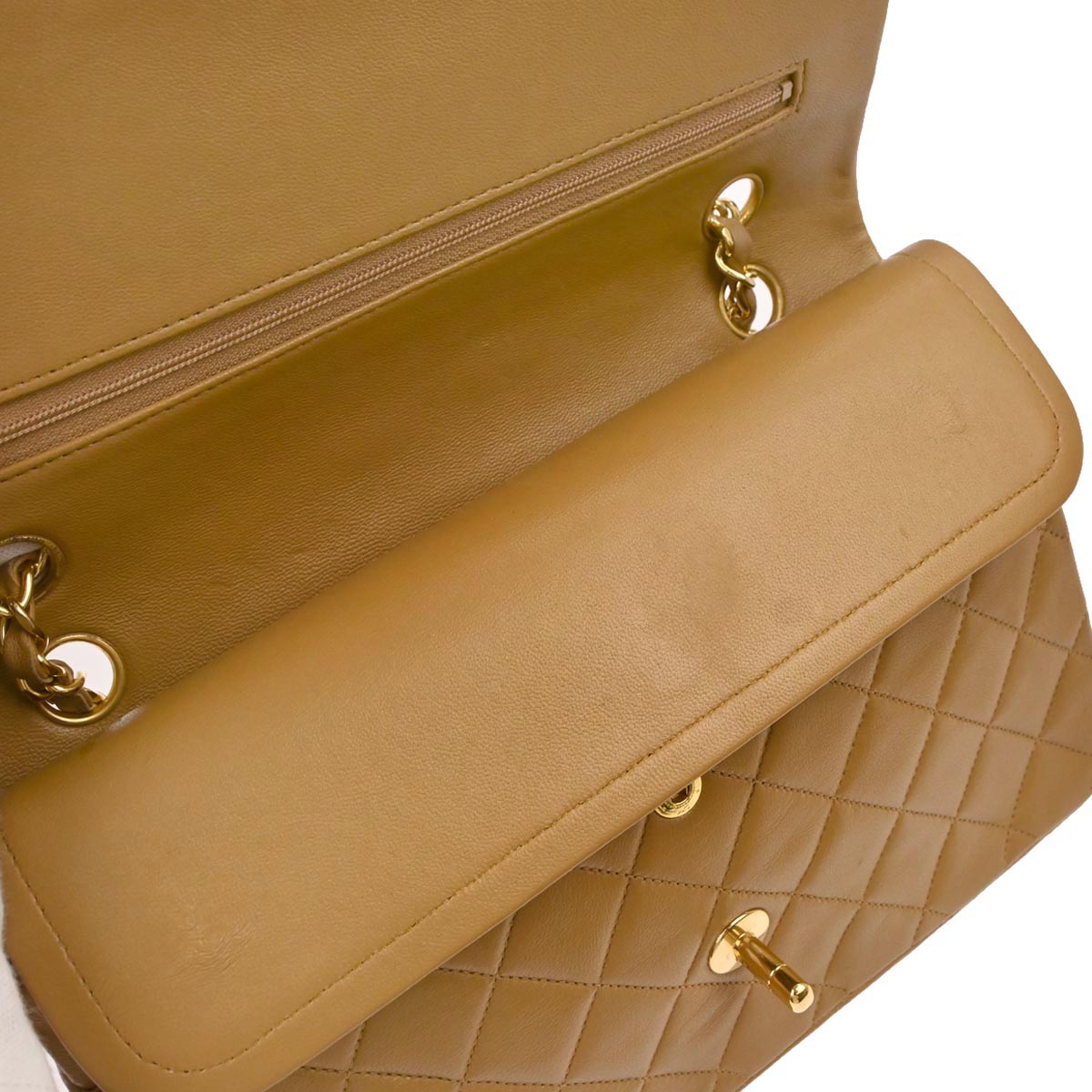 Chanel 1989-1991 Brown Lambskin Medium Classic Double Flap Shoulder Bag
