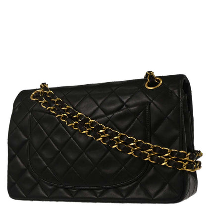 Chanel 1994-1996 Black Lambskin Small Classic Double Flap Shoulder Bag