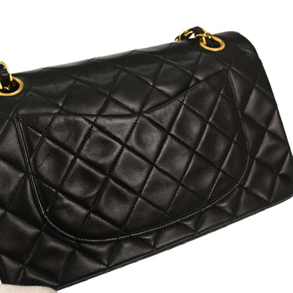 Chanel 1994-1996 Black Lambskin Small Classic Double Flap Shoulder Bag
