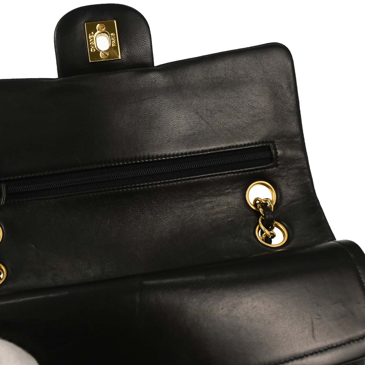 Chanel 1994-1996 Black Lambskin Small Classic Double Flap Shoulder Bag