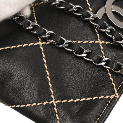 Chanel 2005-2006 Black Calfskin Wild Stitch Handbag