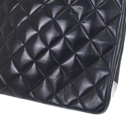 Chanel 1994-1996 Navy Lambskin Paris Chain Shoulder Tote Bag