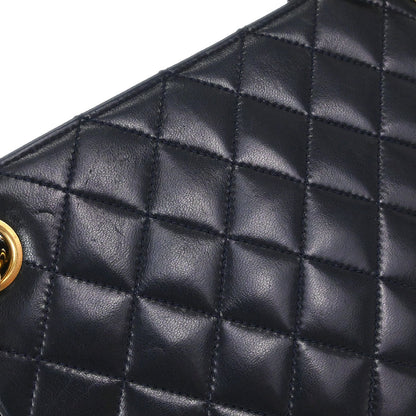Chanel 1994-1996 Navy Lambskin Paris Chain Shoulder Tote Bag