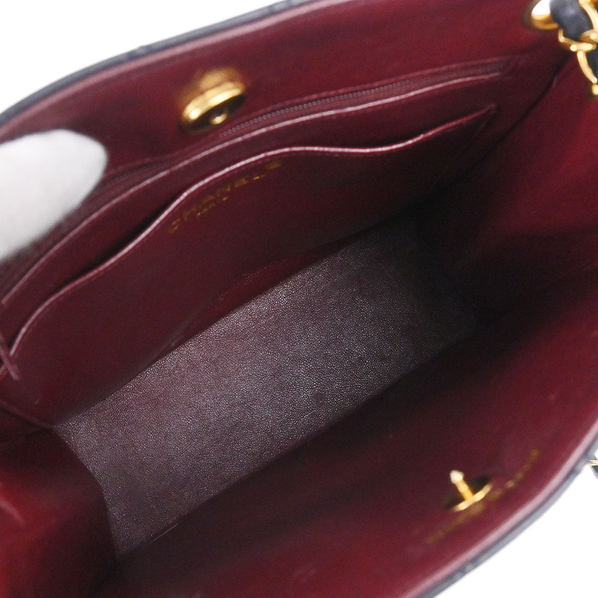 Chanel 1994-1996 Navy Lambskin Paris Chain Shoulder Tote Bag