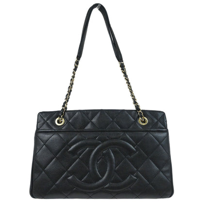 Chanel 2013-2014 Black Caviar Skin Timeless CC Chain Tote Bag