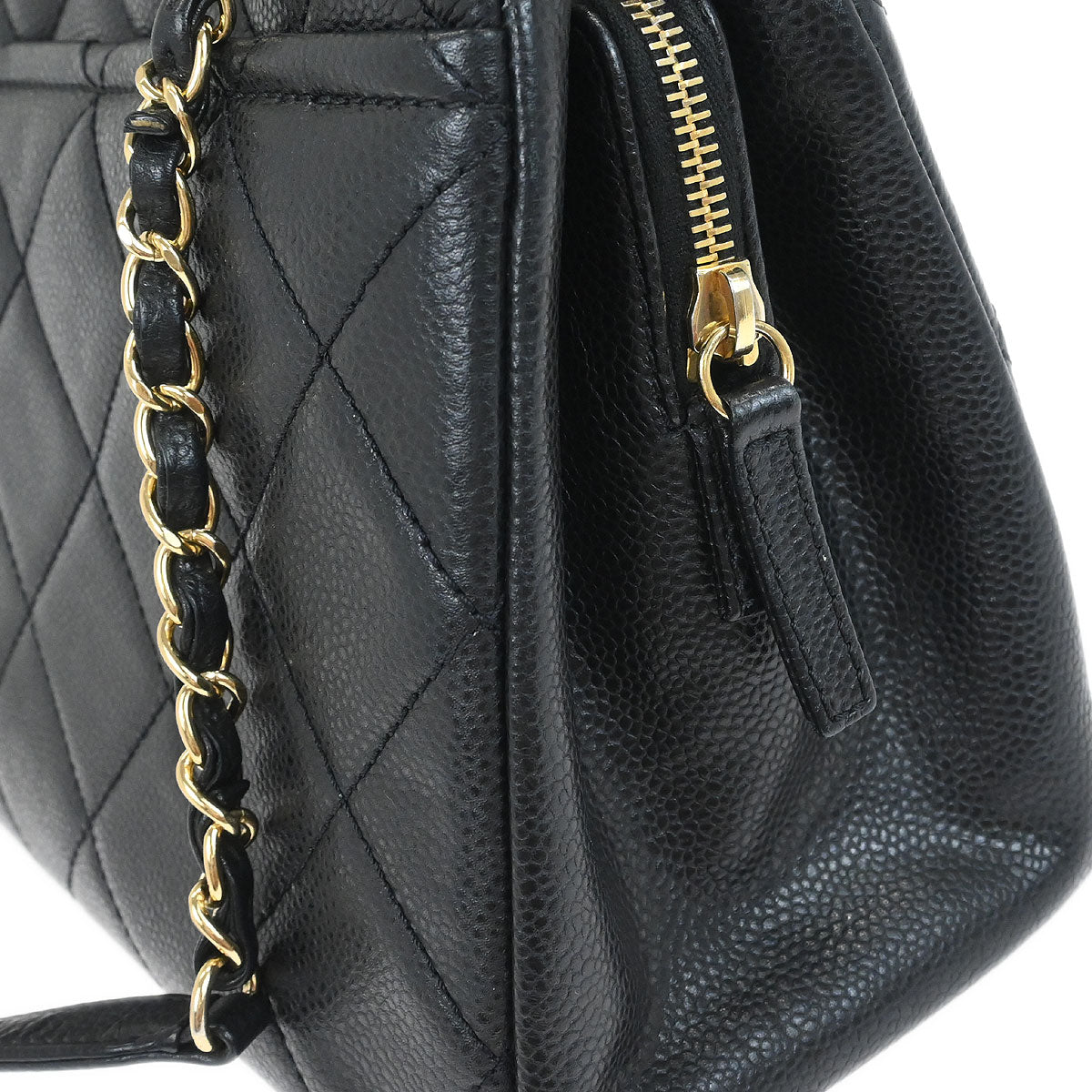 Chanel 2013-2014 Black Caviar Skin Timeless CC Chain Tote Bag