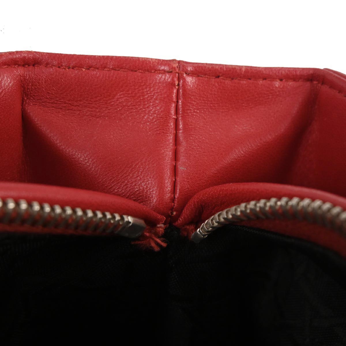 Christian Dior Red Lambskin Cannage Studded Lady Dior Shoulder Handbag