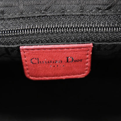 Christian Dior Red Lambskin Cannage Studded Lady Dior Shoulder Handbag