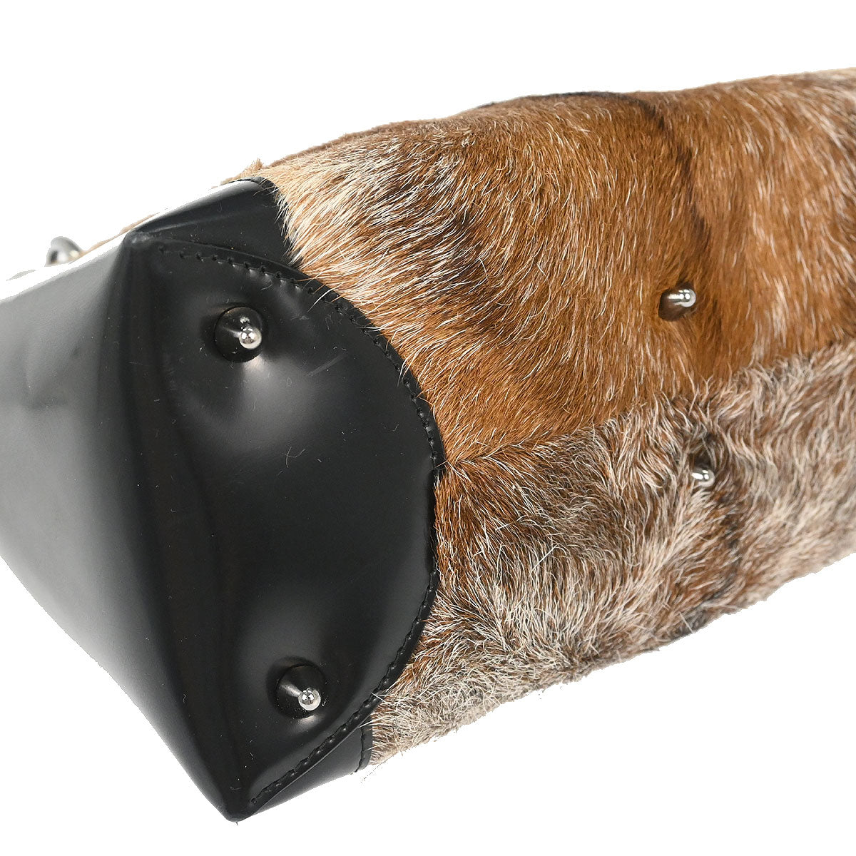 Christian Dior Black Brown Fur Lady Dior Handbag