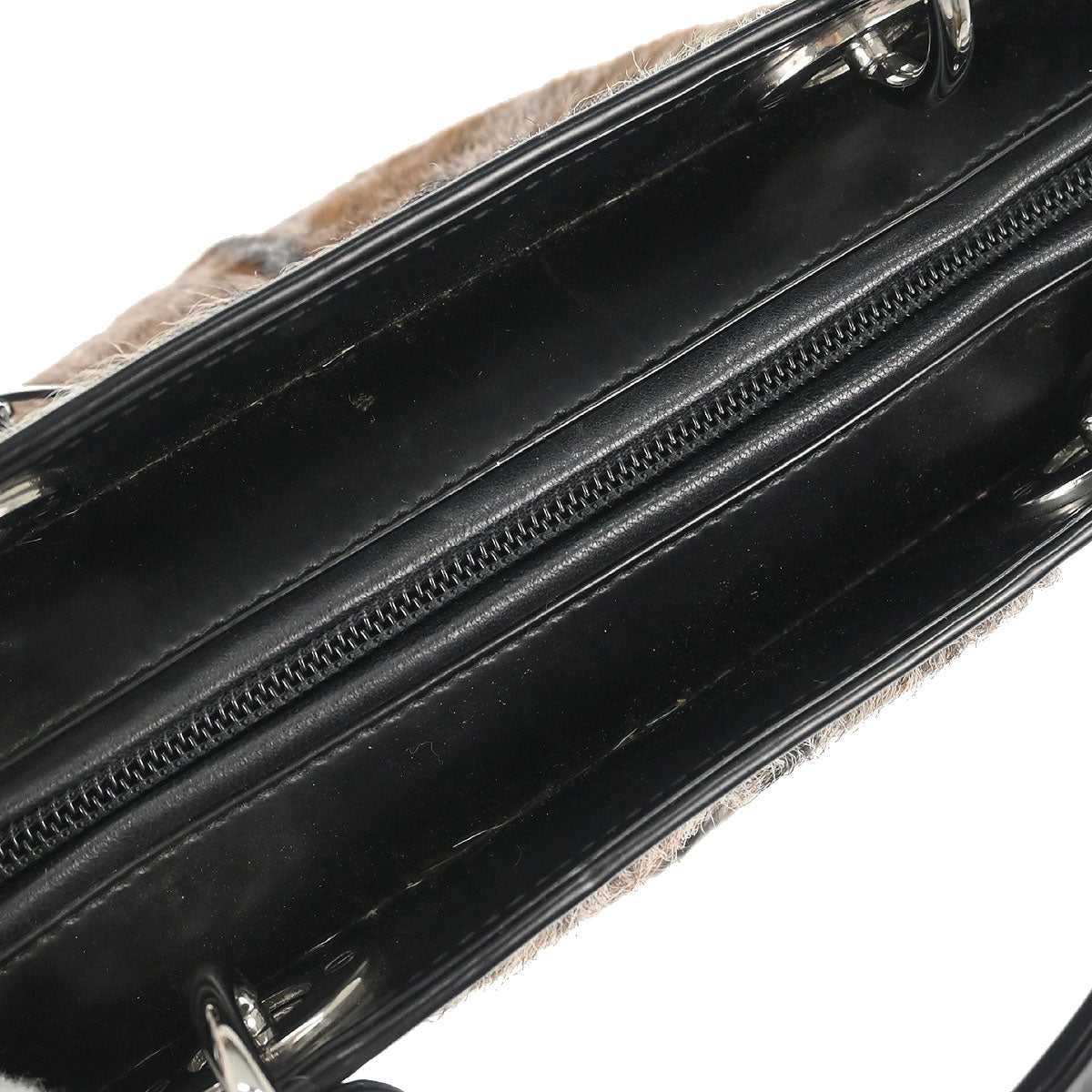 Christian Dior Black Brown Fur Lady Dior Handbag