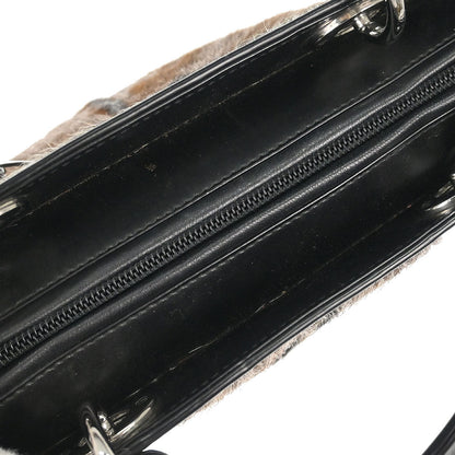 Christian Dior Black Brown Fur Lady Dior Handbag