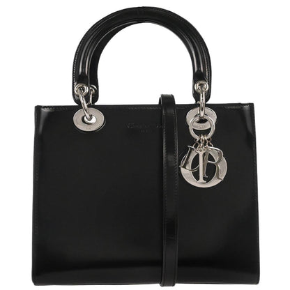 Christian Dior Black Patent Leather Medium Lady Dior Shoulder Handbag