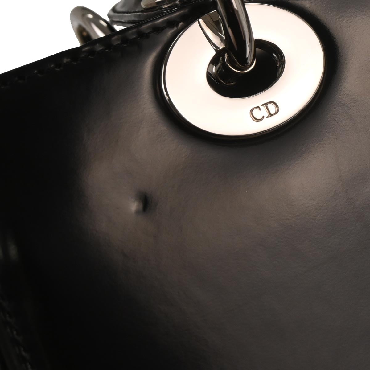 Christian Dior Black Patent Leather Medium Lady Dior Shoulder Handbag