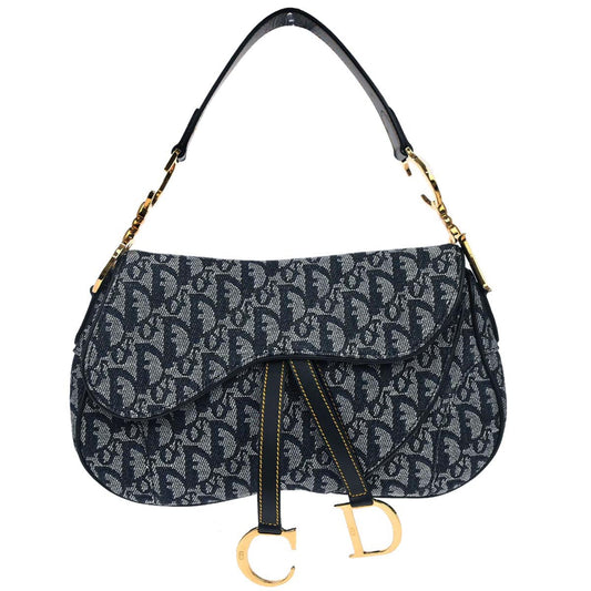 Christian Dior Navy Trotter Double Saddle Handbag