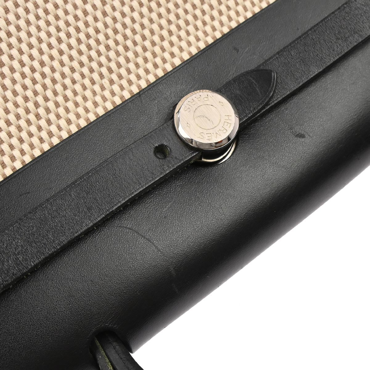 Hermes Black Beige Toile Officier GM Herbag PM 2 in 1 Shoulder Handbag