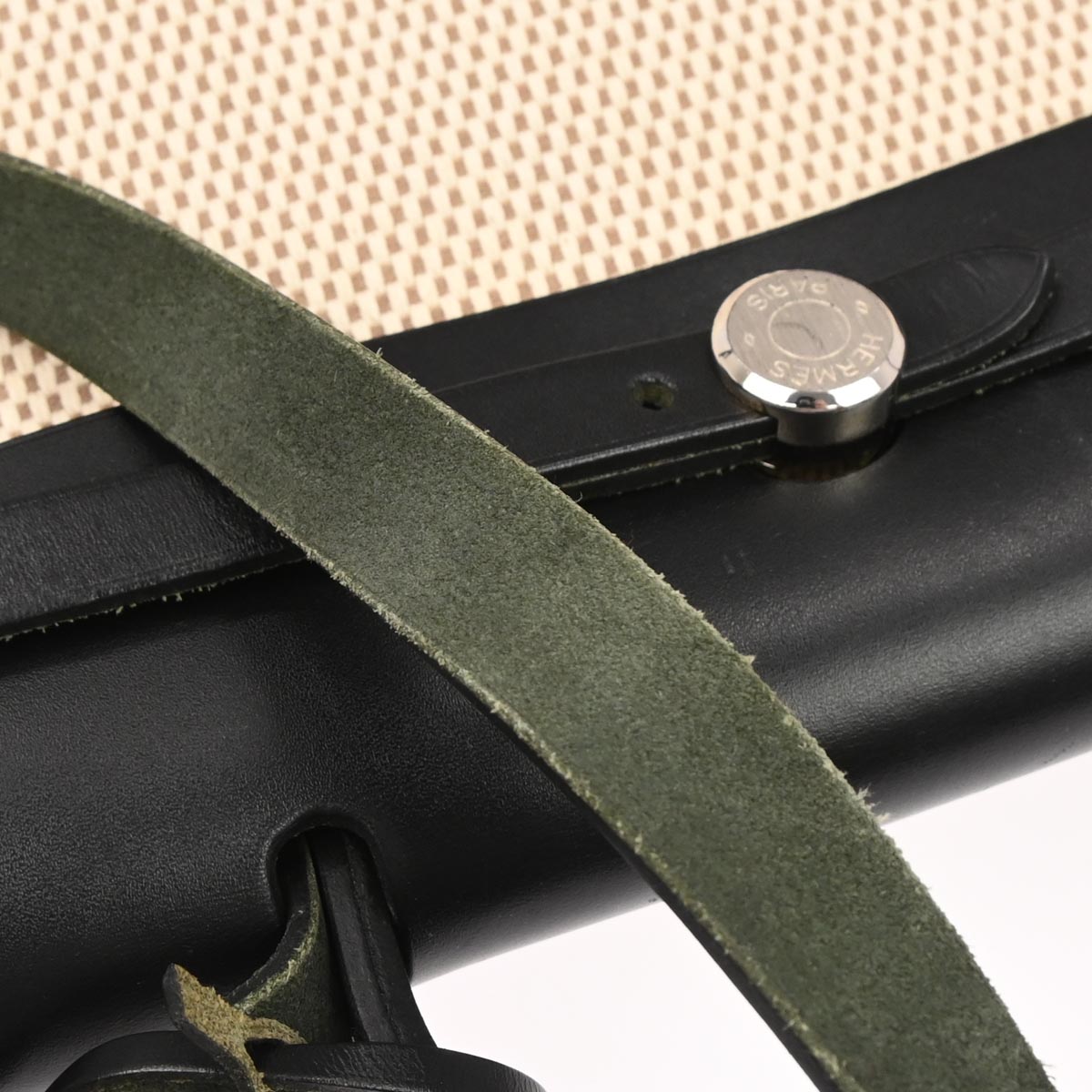 Hermes Black Beige Toile Officier GM Herbag PM 2 in 1 Shoulder Handbag