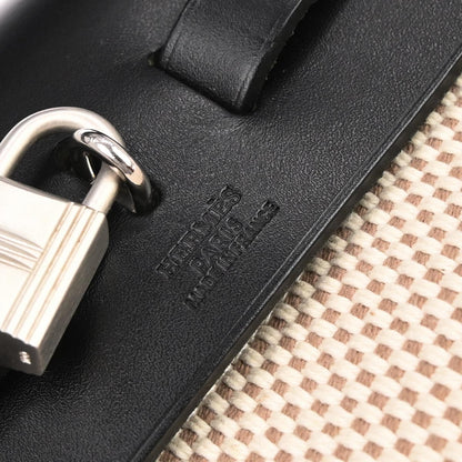 Hermes Black Beige Toile Officier GM Herbag PM 2 in 1 Shoulder Handbag