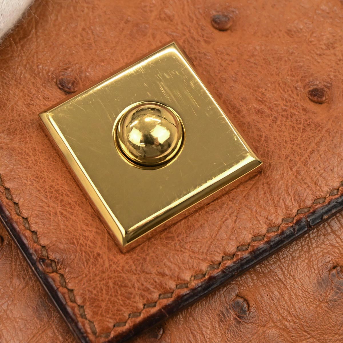 Hermes * Chestnut Ostrich Piano Handbag