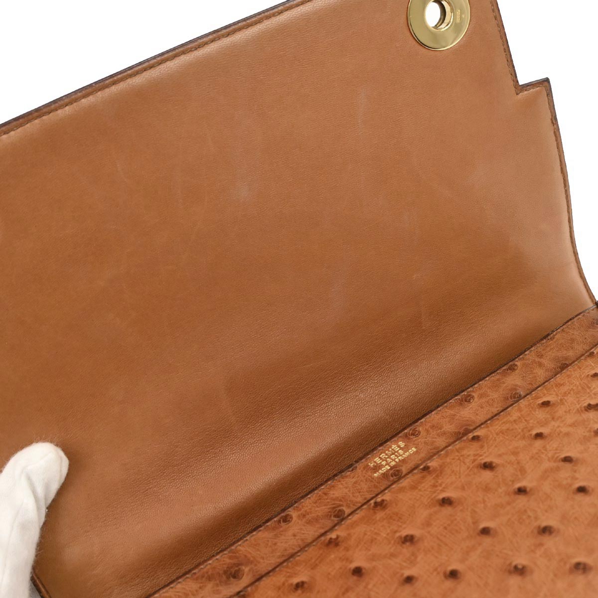 Hermes * Chestnut Ostrich Piano Handbag