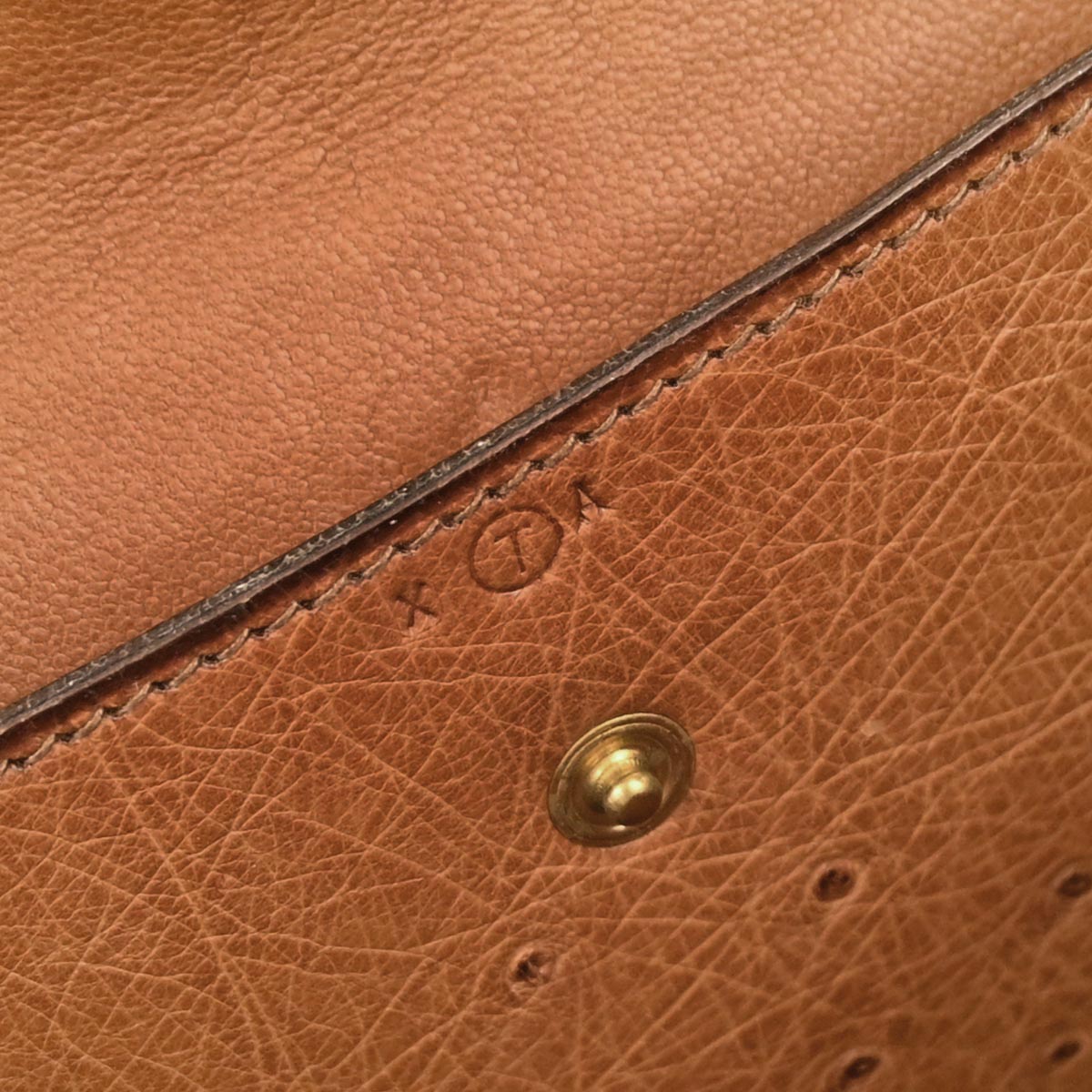 Hermes * Chestnut Ostrich Piano Handbag