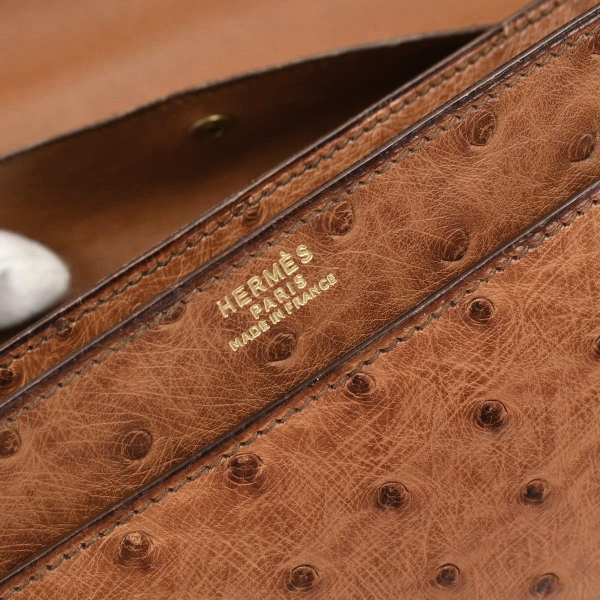 Hermes * Chestnut Ostrich Piano Handbag